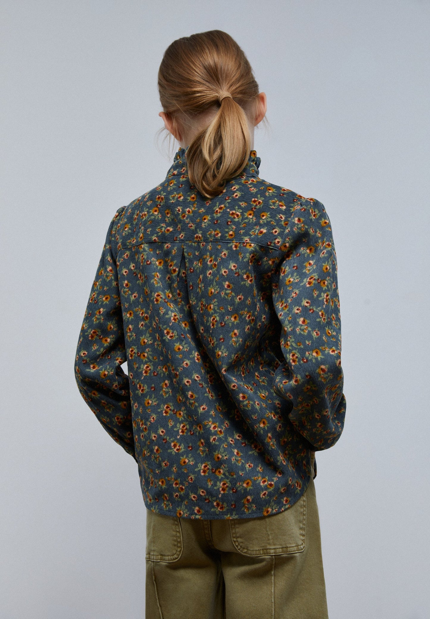 MICRO CORDUROY FLORAL BLOUSE