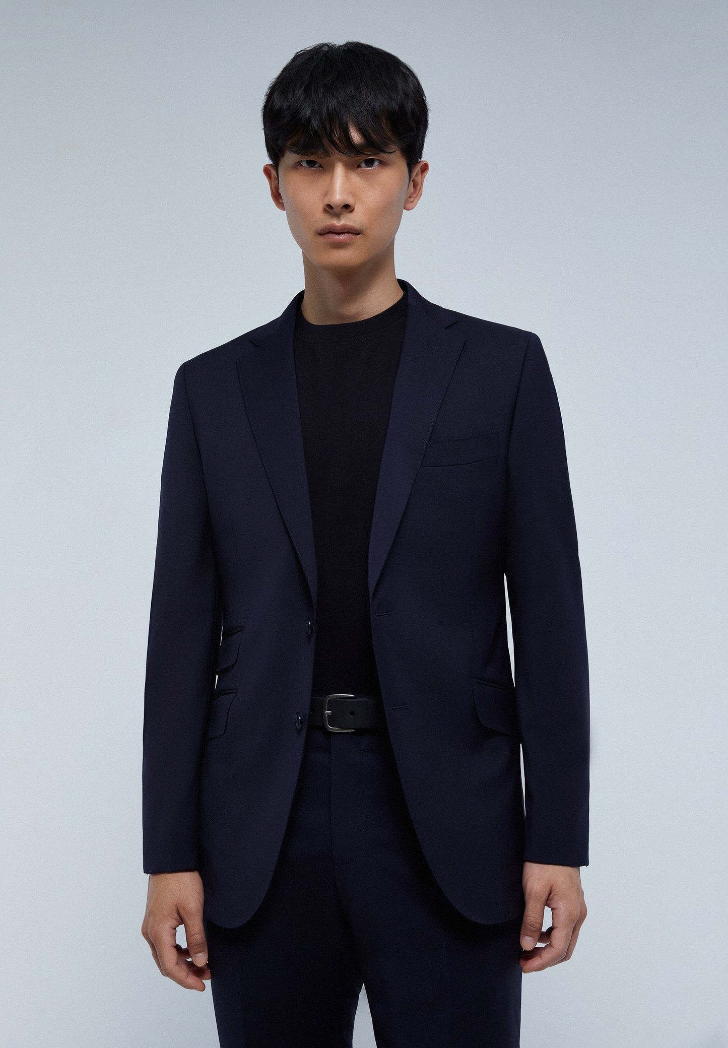 NAVY BLUE TEXTURED SUIT WITH POCKETS