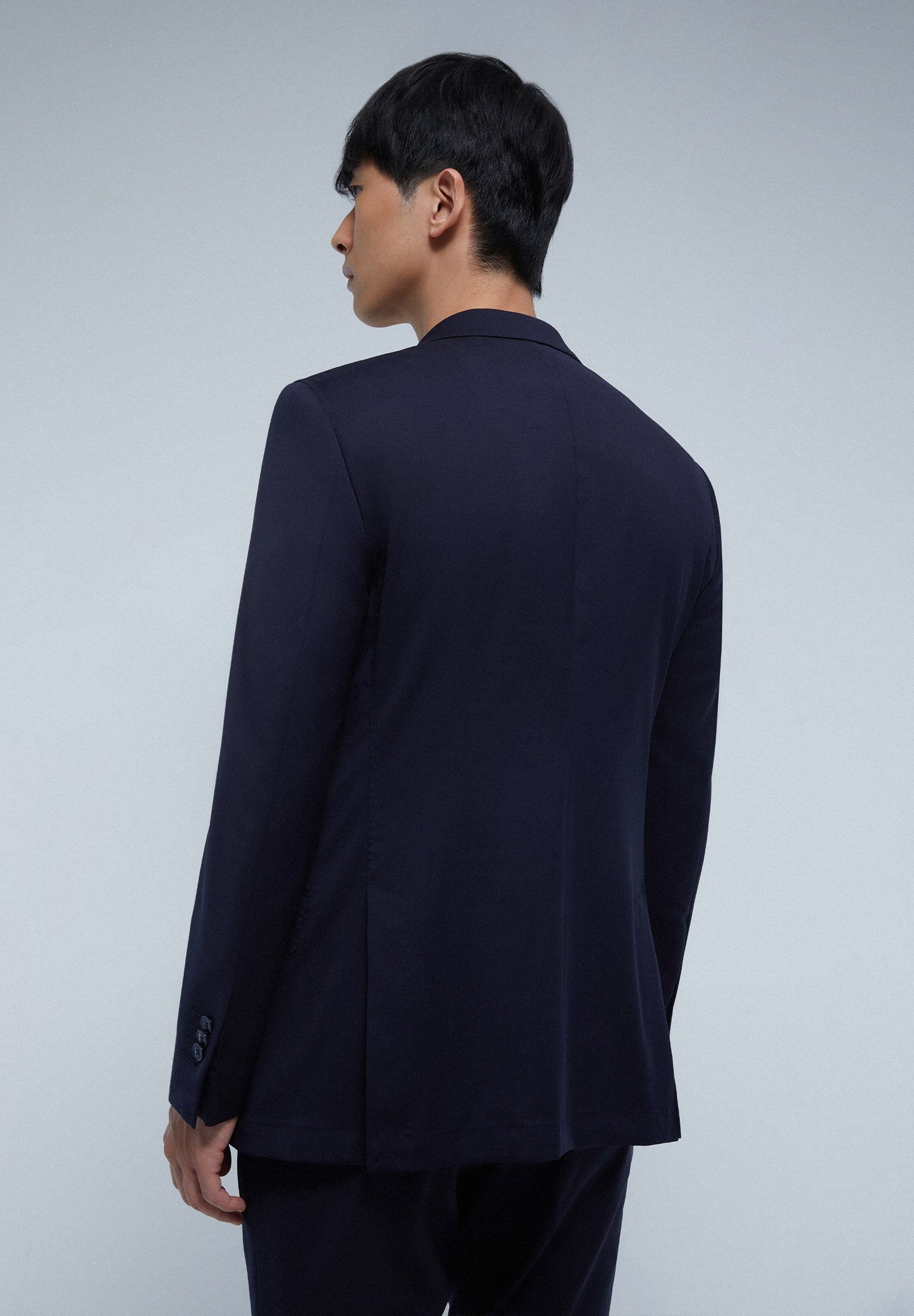 NAVY BLUE TEXTURED SUIT WITH POCKETS