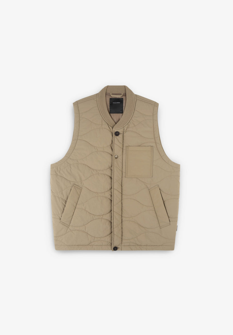 PUFFER VEST WITH RIBBED COLLAR