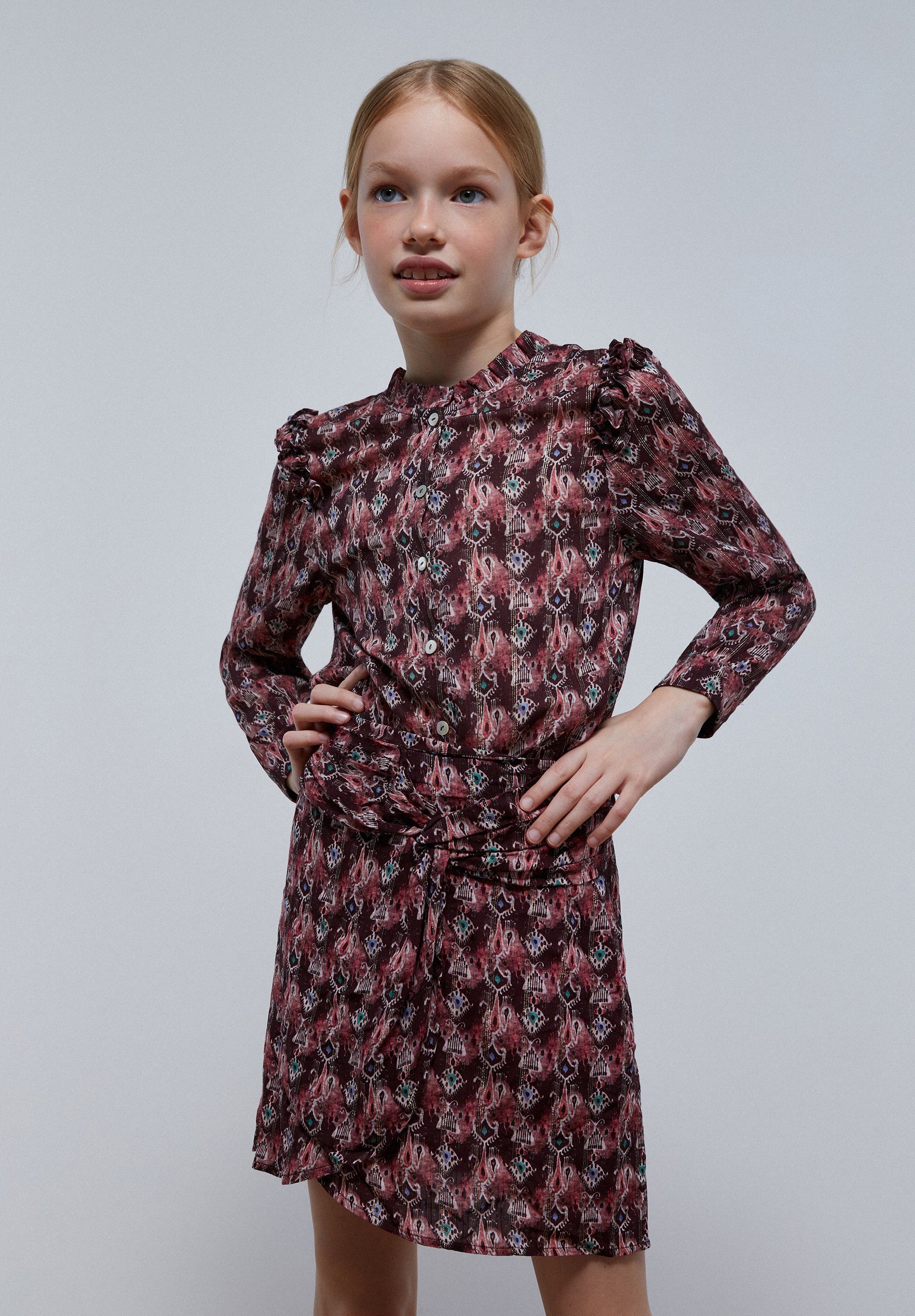 PRINT BLOUSE WITH FRILL