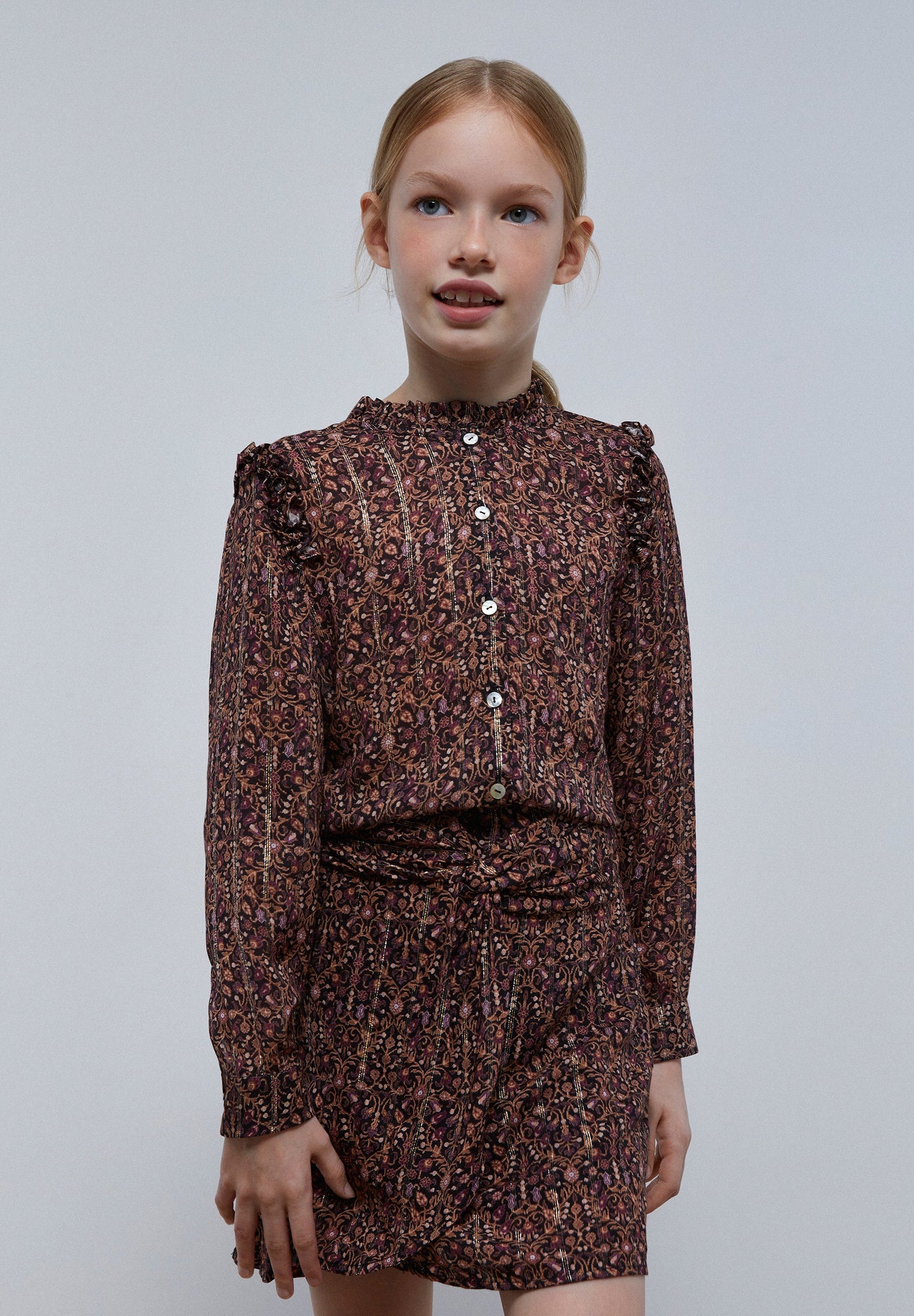 PRINT BLOUSE WITH FRILL