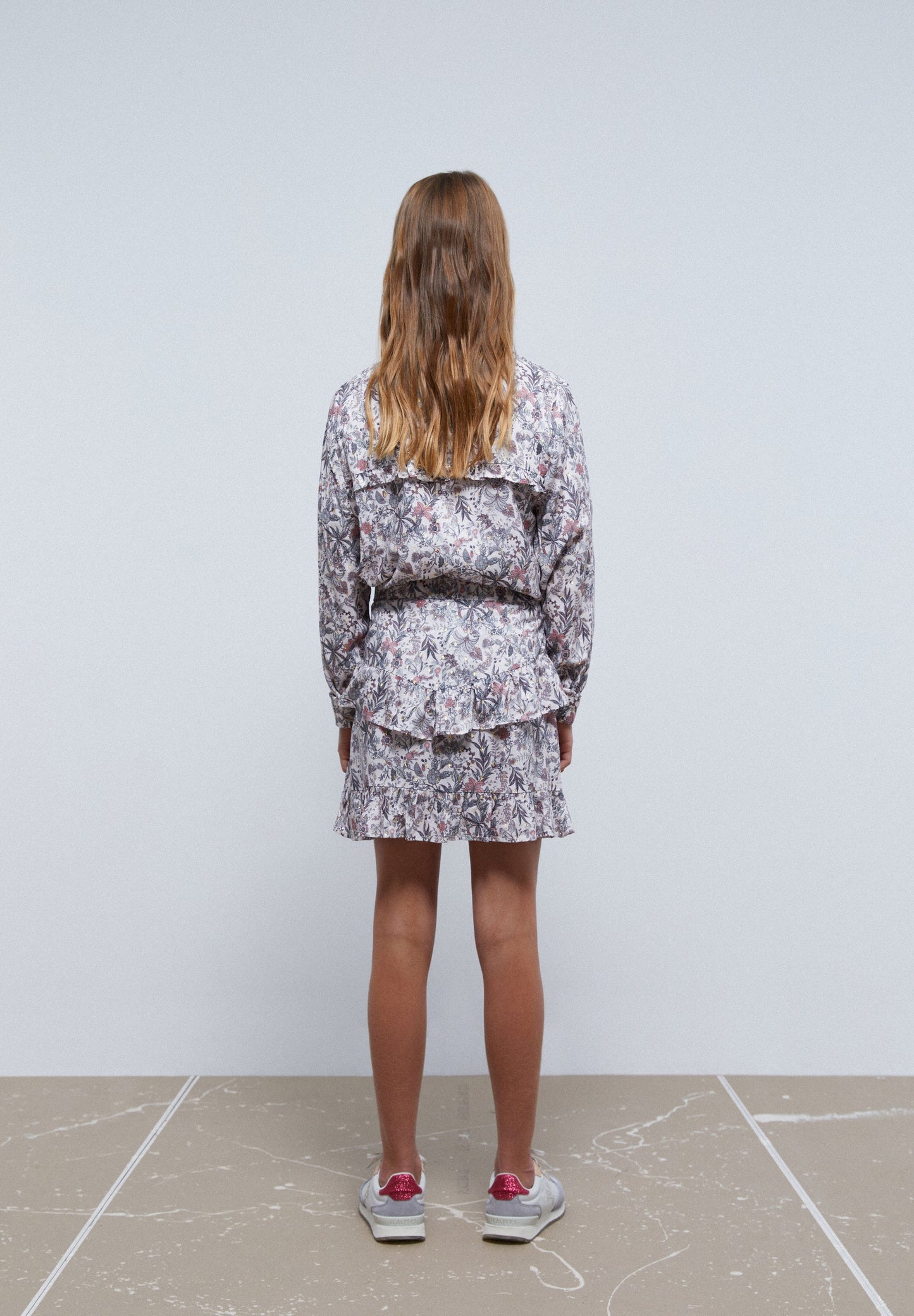 FLORAL SKIRT WITH RUFFLES