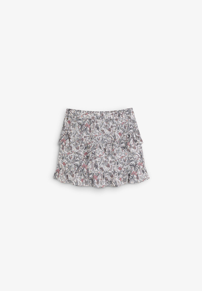 FLORAL SKIRT WITH RUFFLES