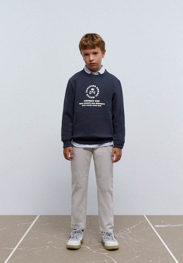 SWEATSHIRT WITH EMBOSSED FRONT PRINT