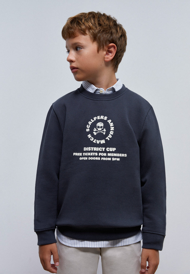 SWEATSHIRT WITH EMBOSSED FRONT PRINT