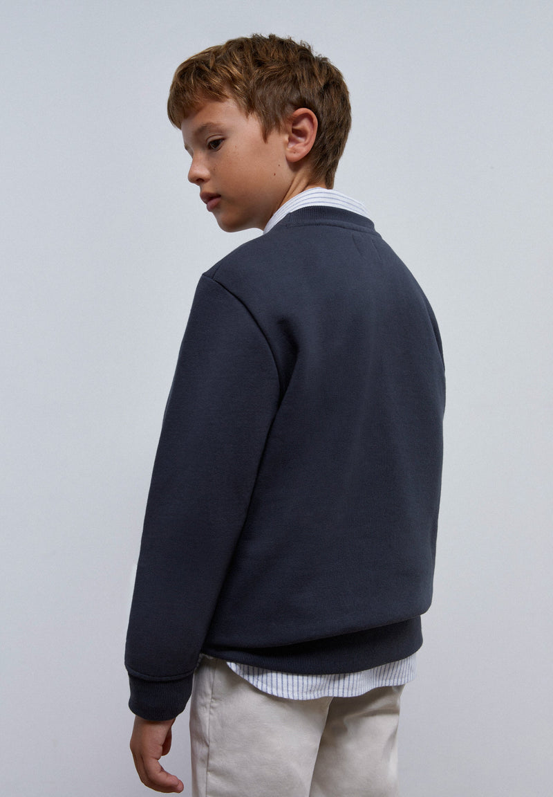 SWEATSHIRT WITH EMBOSSED FRONT PRINT