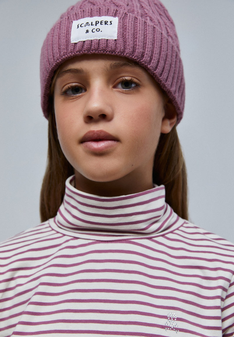 STRIPE HIGH NECK T-SHIRT