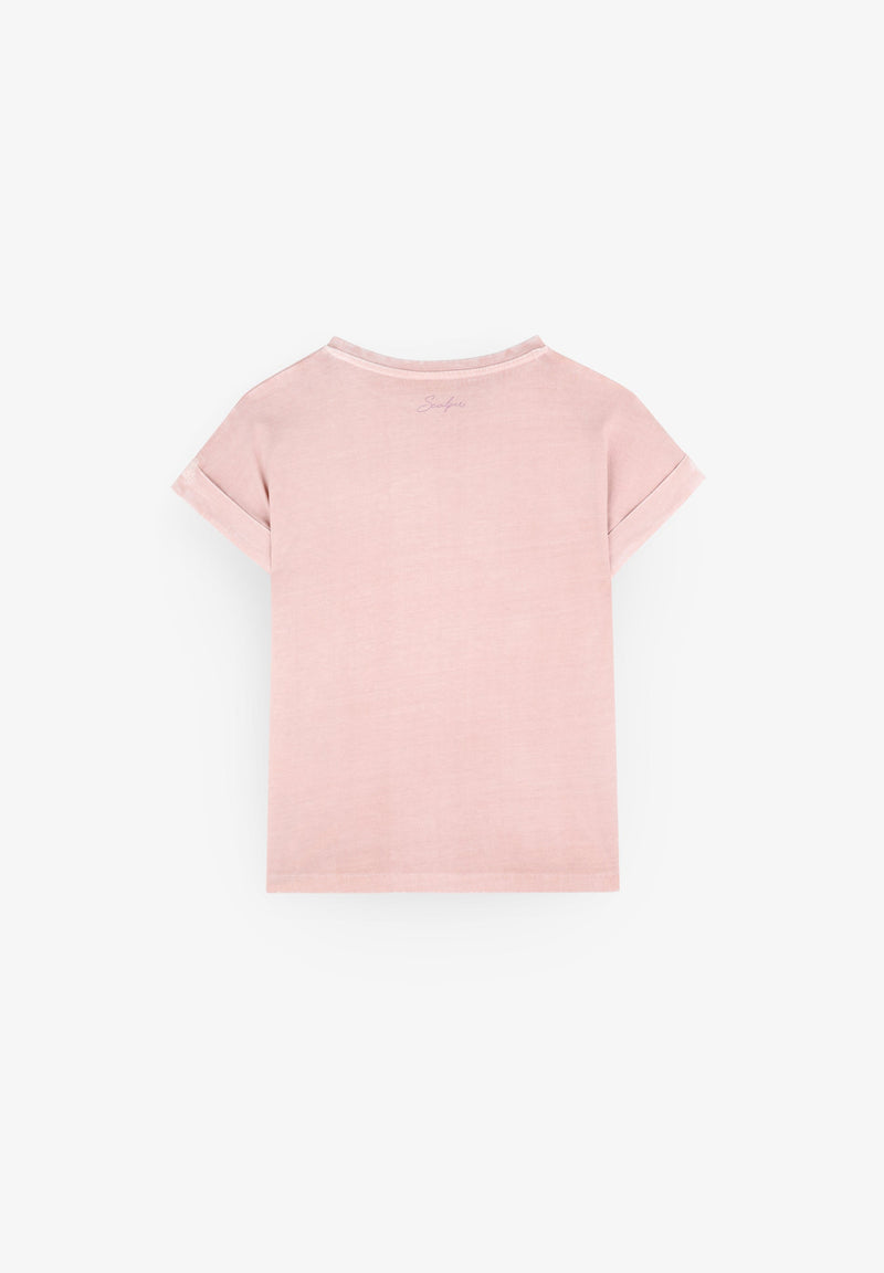 T-SHIRT WITH RHINESTONE SKULL