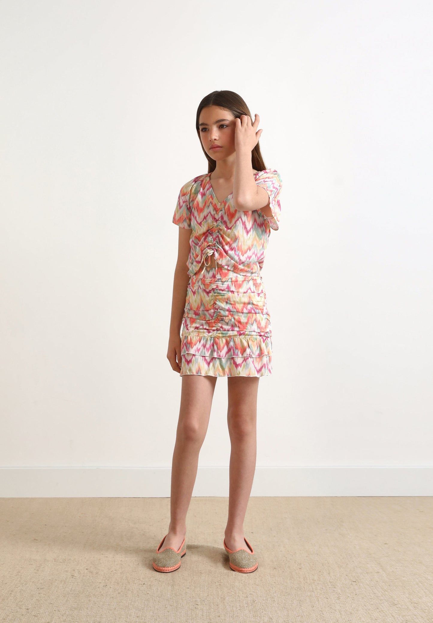 GATHERED IKAT BLOUSE