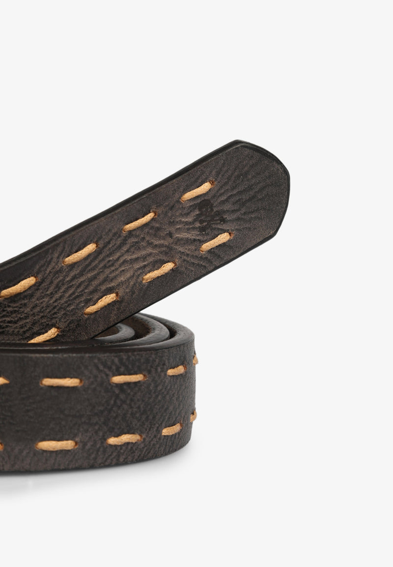 LEATHER BELT WITH TOPSTITCHING