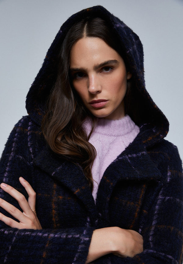CHECK COAT WITH HOOD