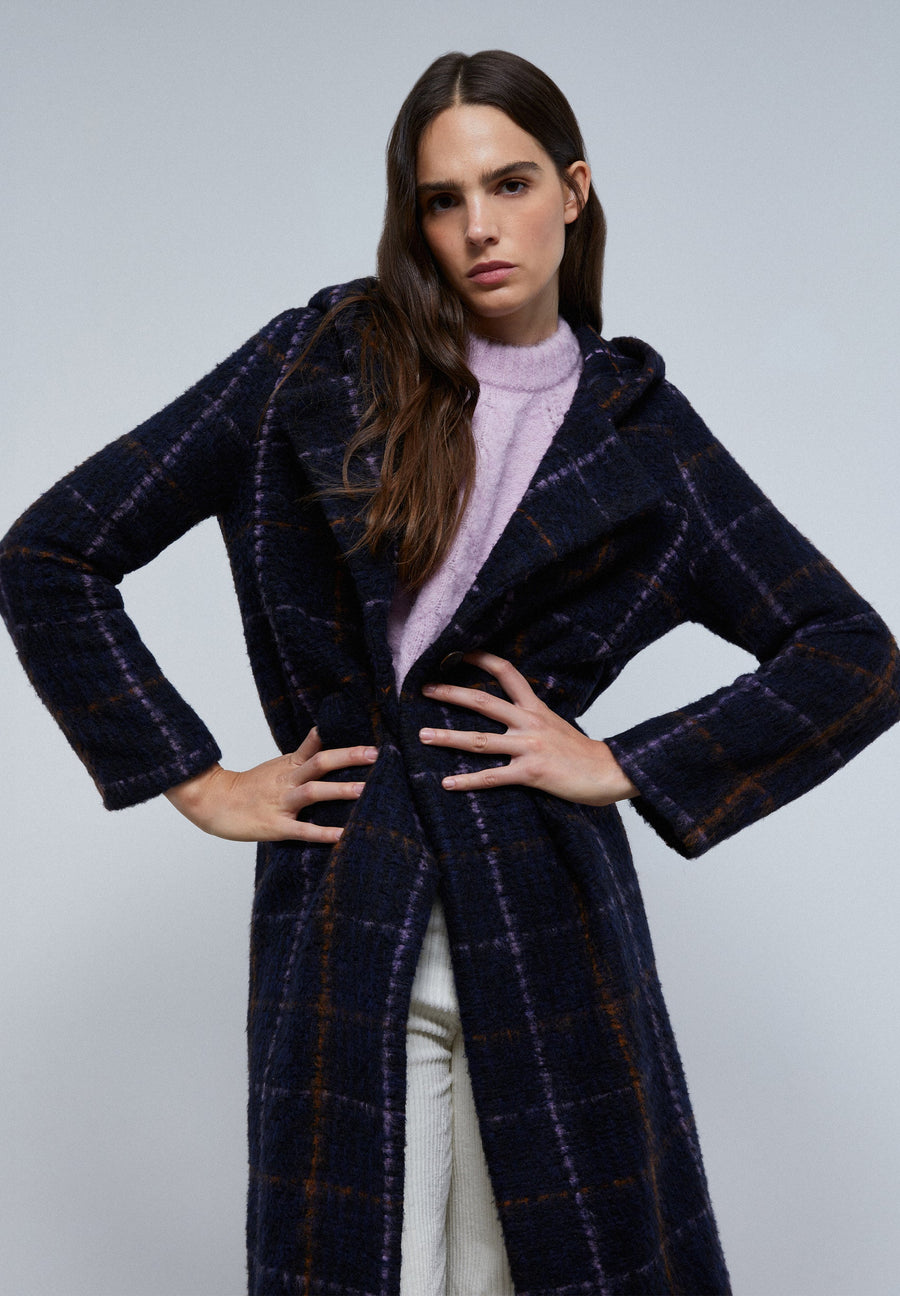 CHECK COAT WITH HOOD
