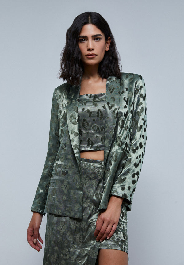 ANIMAL PRINT VELVET BLAZER
