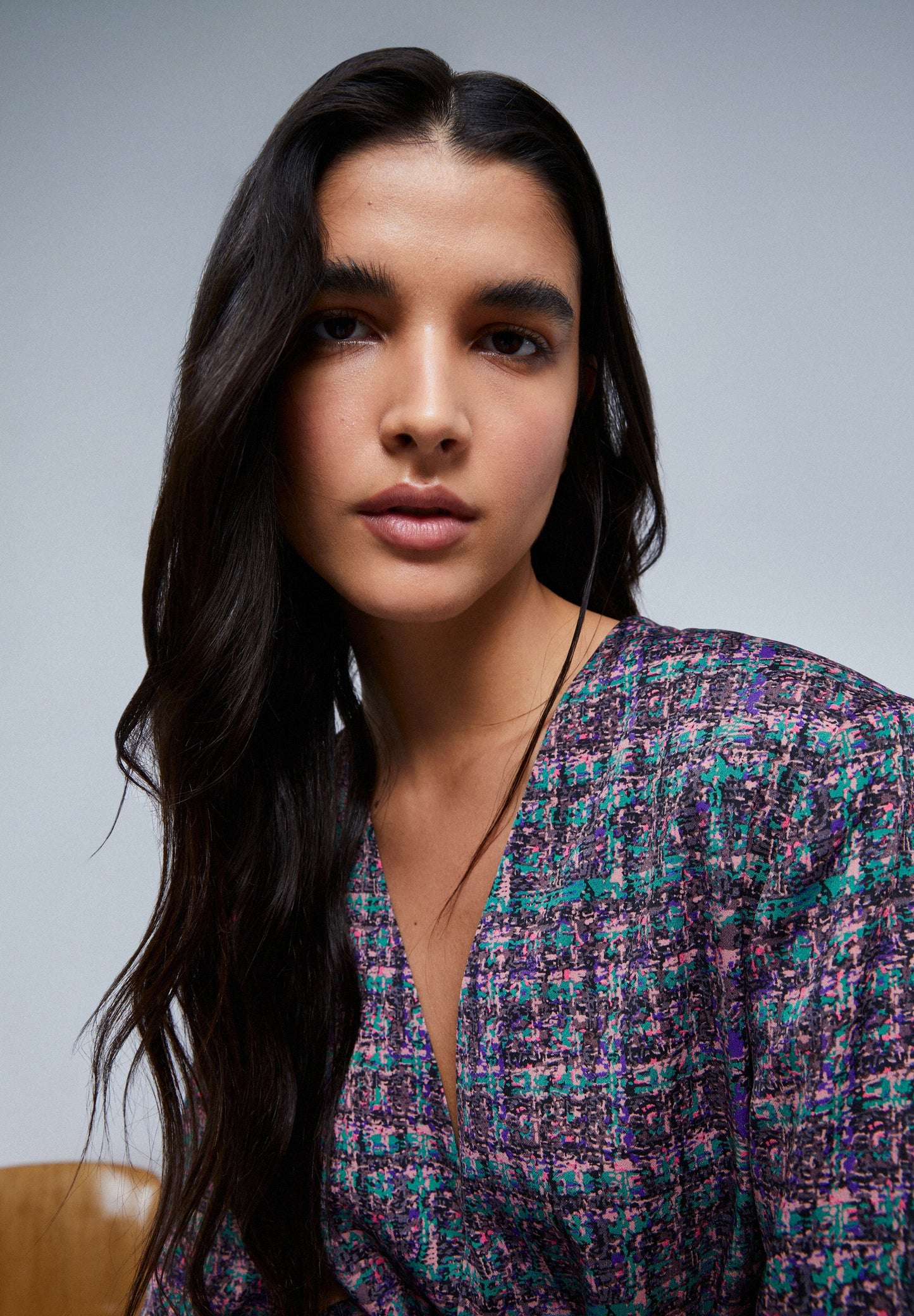 CHECK BLAZER WITH BOW