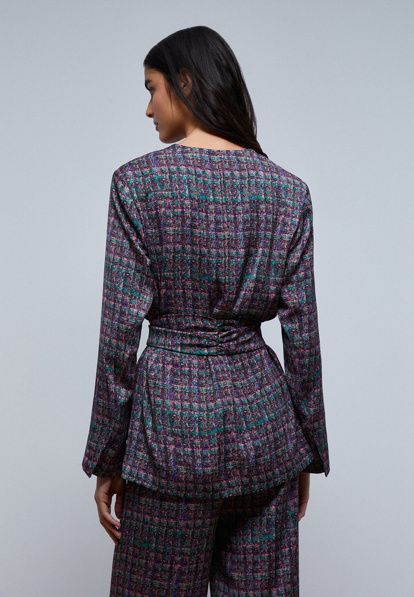 CHECK BLAZER WITH BOW