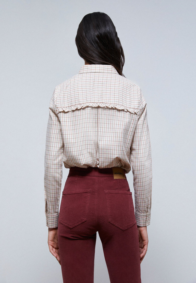 VERTICAL RUFFLE CHECK SHIRT