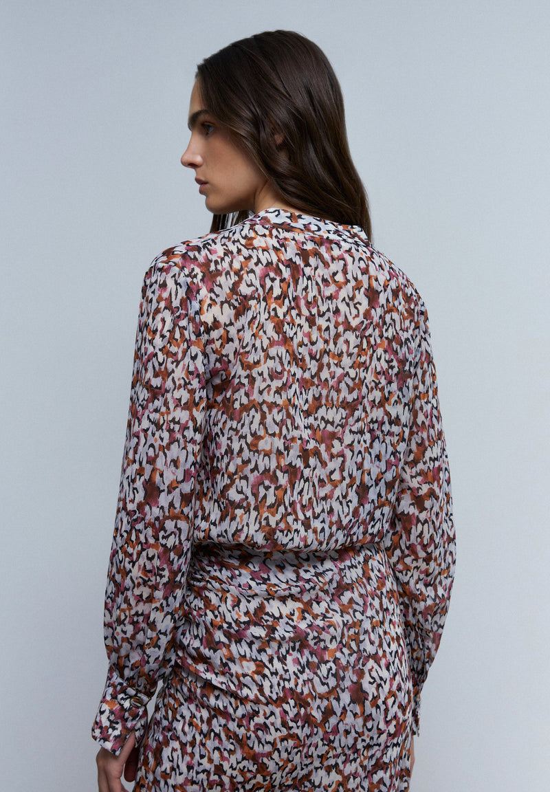 DRAPED PRINT BLOUSE