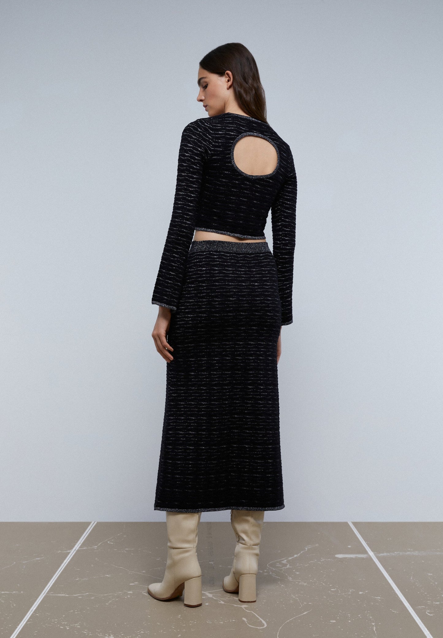 LUREX KNIT MIDI SKIRT