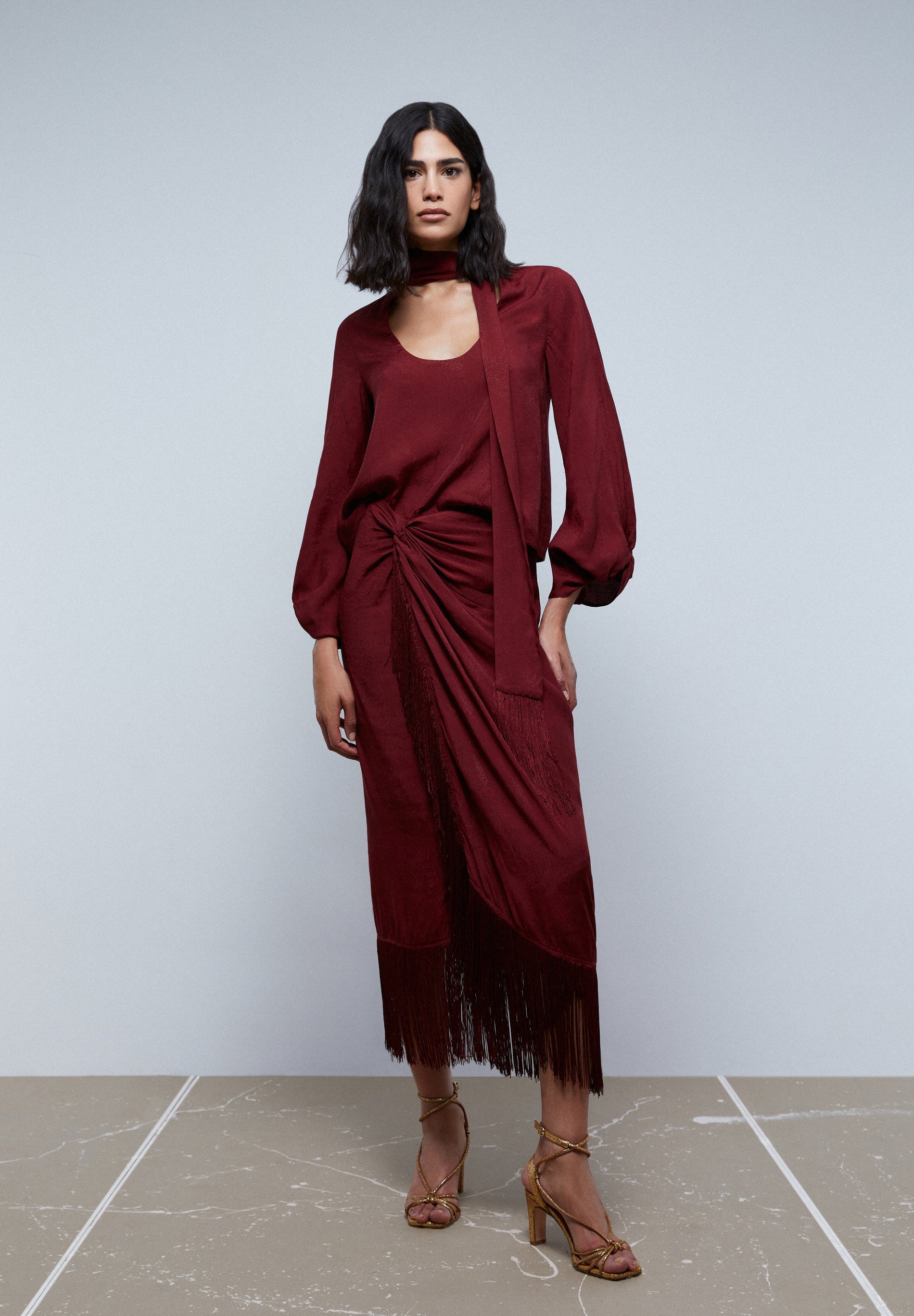 FRINGE JACQUARD SKIRT