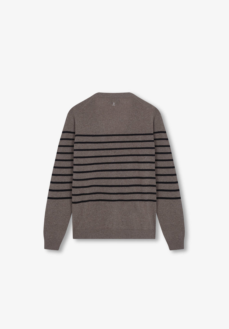 STRIPED SWEATER WITH NECKLINE DETAIL
