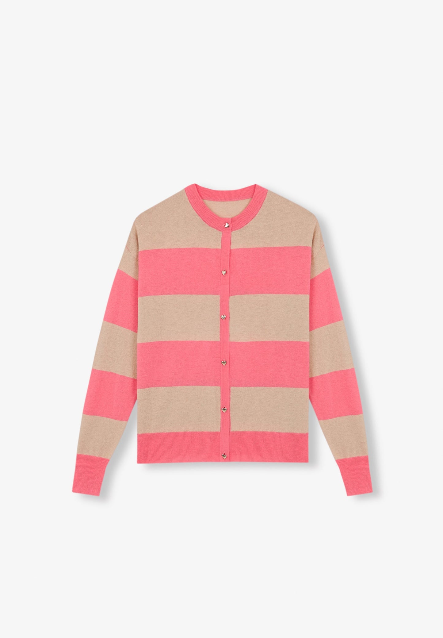 STRIPED CARDIGAN BUTTON DETAIL