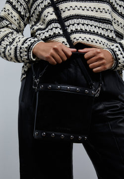 SUEDE BUCKET BAG WITH STUDS