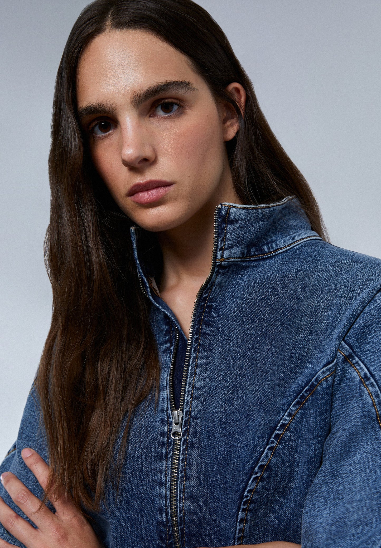 DENIM JUMPSUIT WITH ZIP