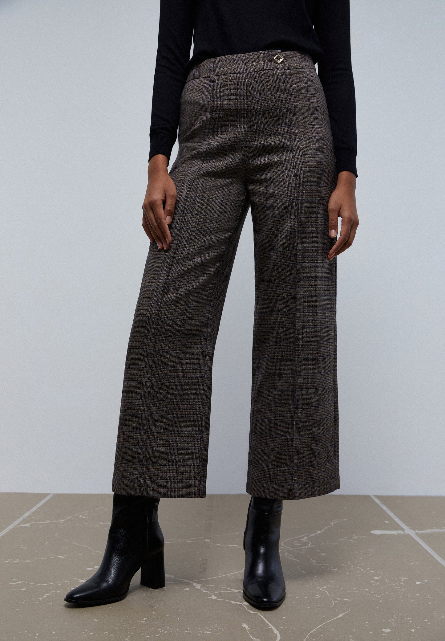 CROSSED LEG CHECK TROUSERS
