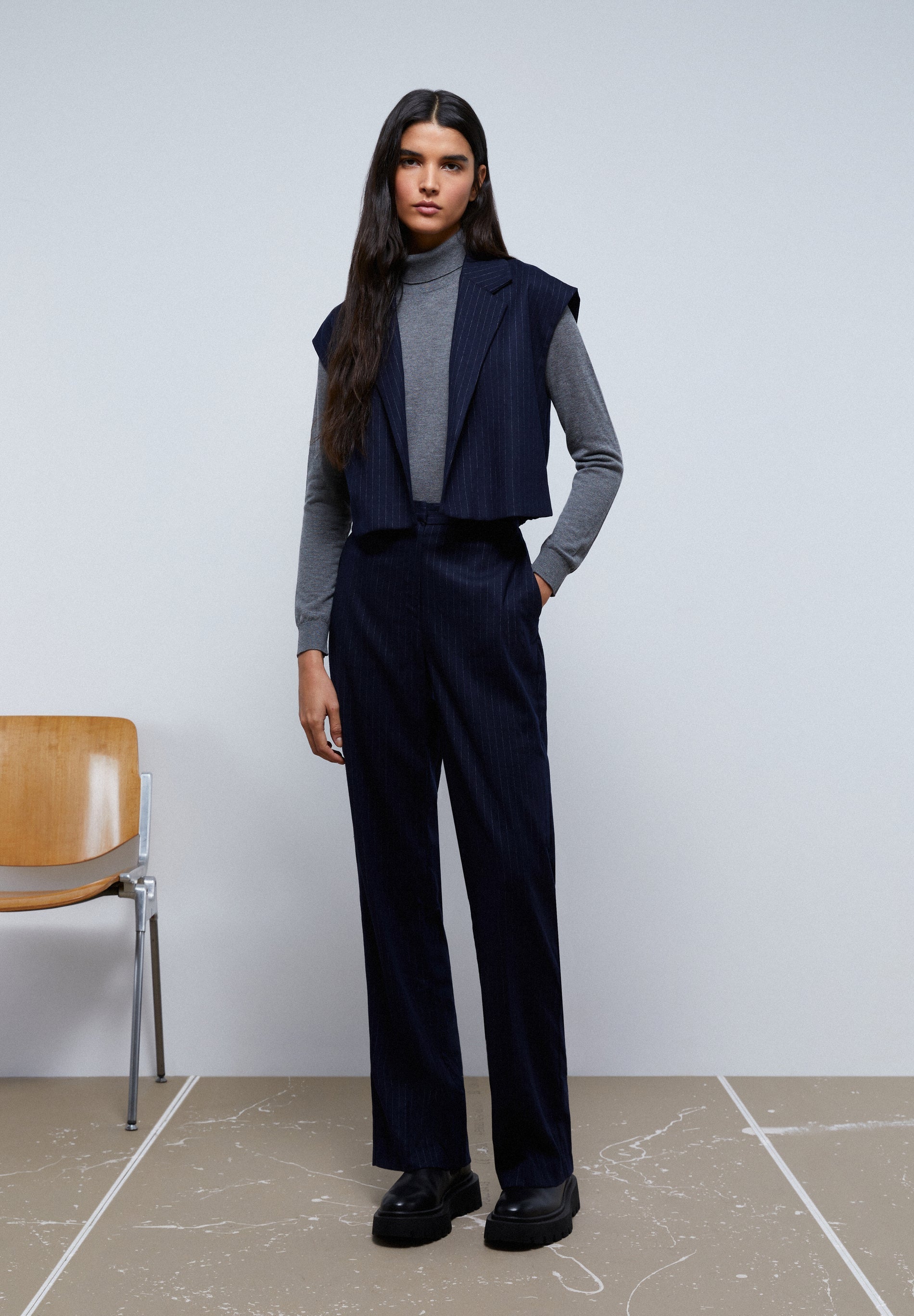 STRAIGHT PINSTRIPE TROUSERS