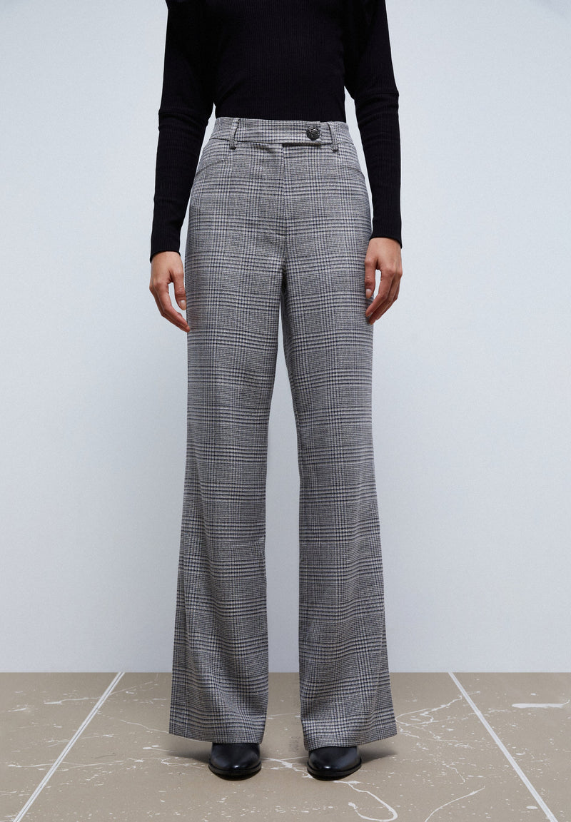 CHECK TROUSERS WITH BUTTON DETAIL