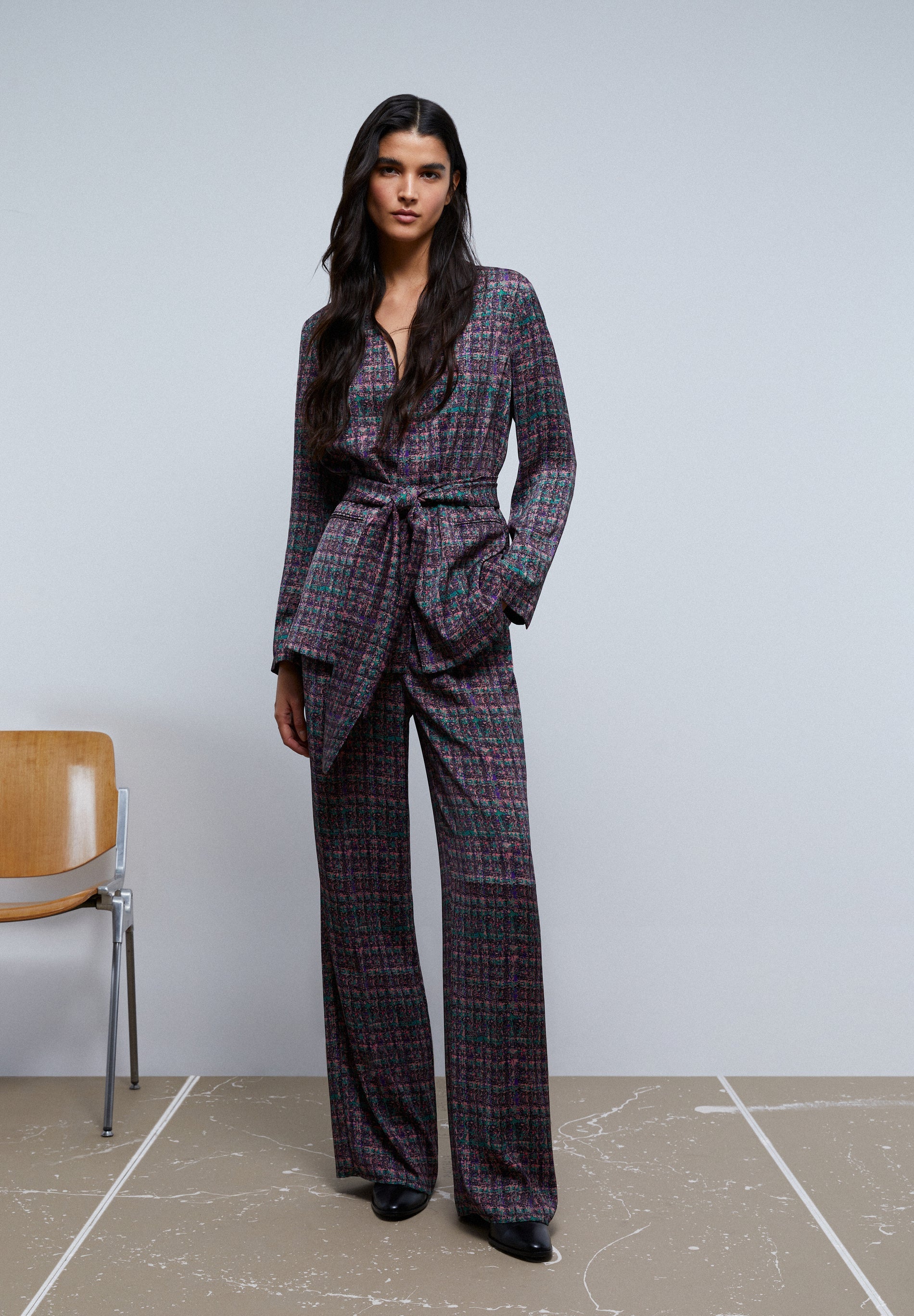 FLOWING CHECK TROUSERS