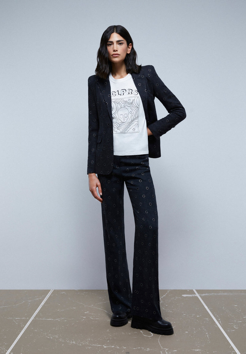 FLARE TROUSERS WITH CIRCLE DETAIL