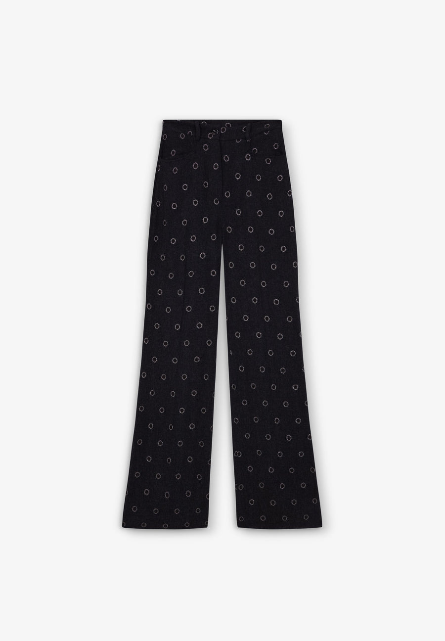 FLARE TROUSERS WITH CIRCLE DETAIL