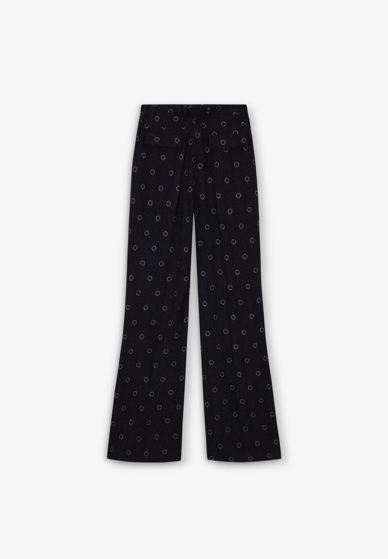 FLARE TROUSERS WITH CIRCLE DETAIL