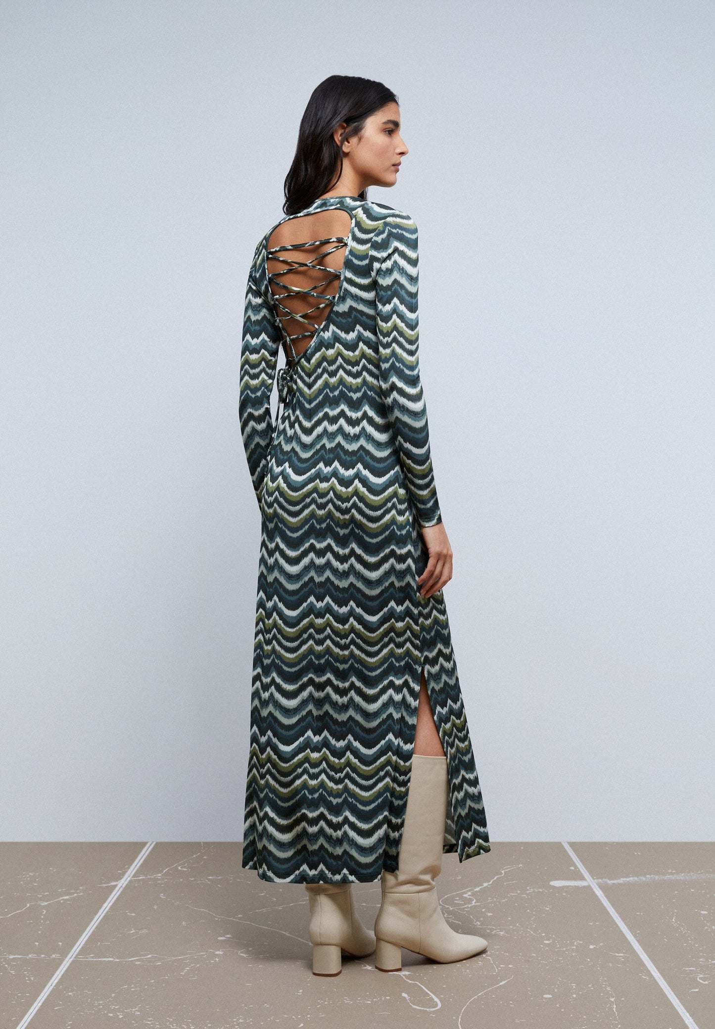 MIDI DRESS WITH BACK VENT