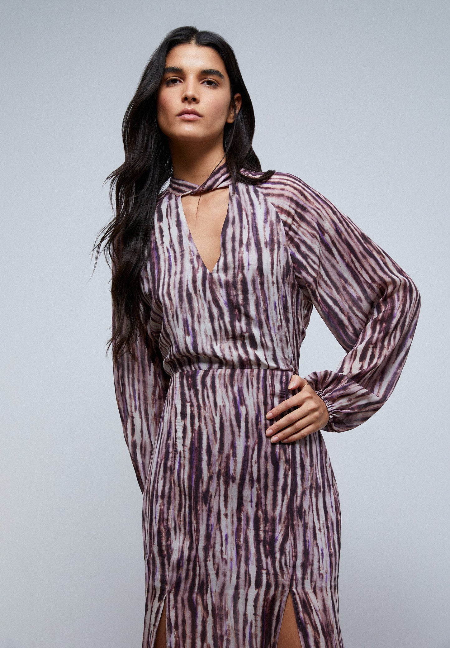 TIE-DYE DRESS WITH BOW ON THE NECKLINE