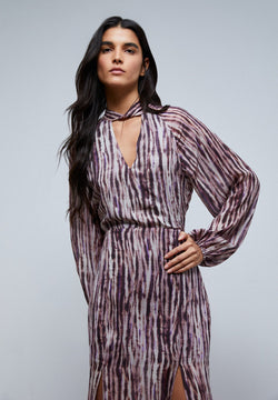 TIE-DYE DRESS WITH BOW ON THE NECKLINE