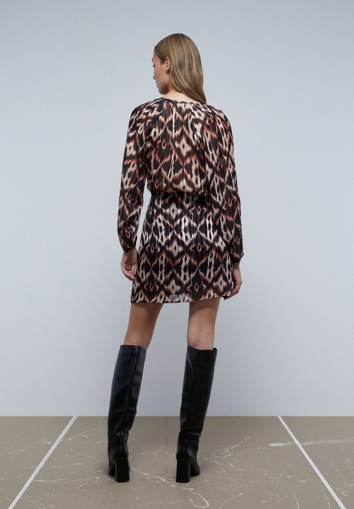 PRINTED DOUBLE-BREASTED MINI DRESS