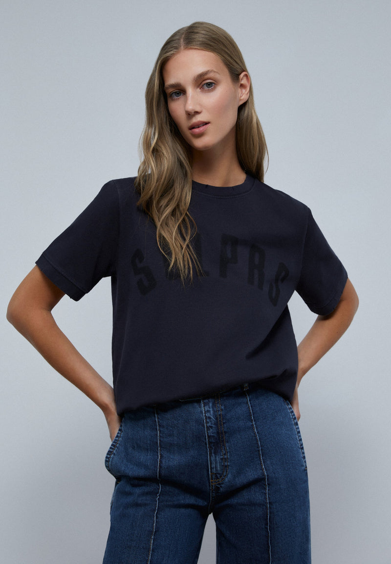 LOGO T-SHIRT WITH RIPPED DETAIL
