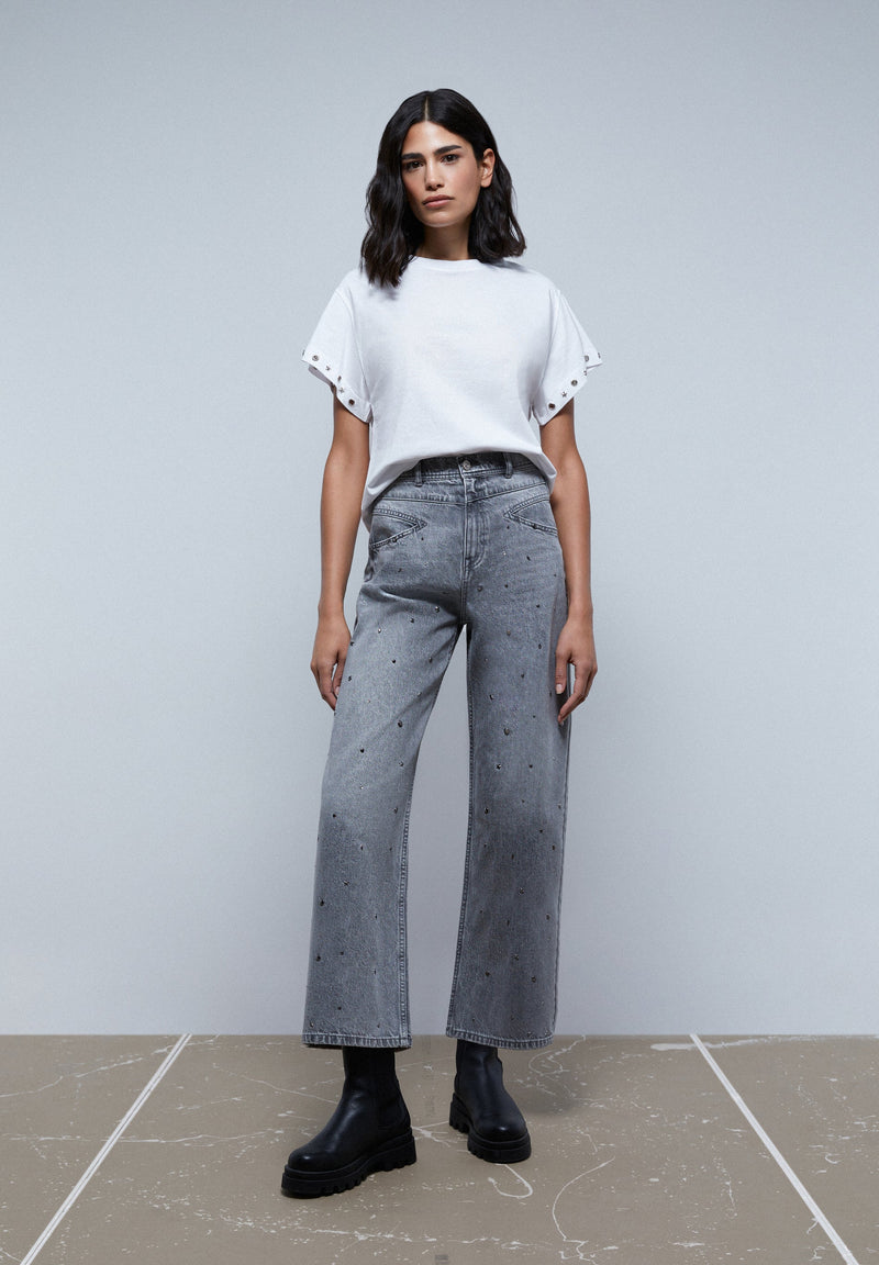 BASIC T-SHIRT WITH SLEEVE DETAIL
