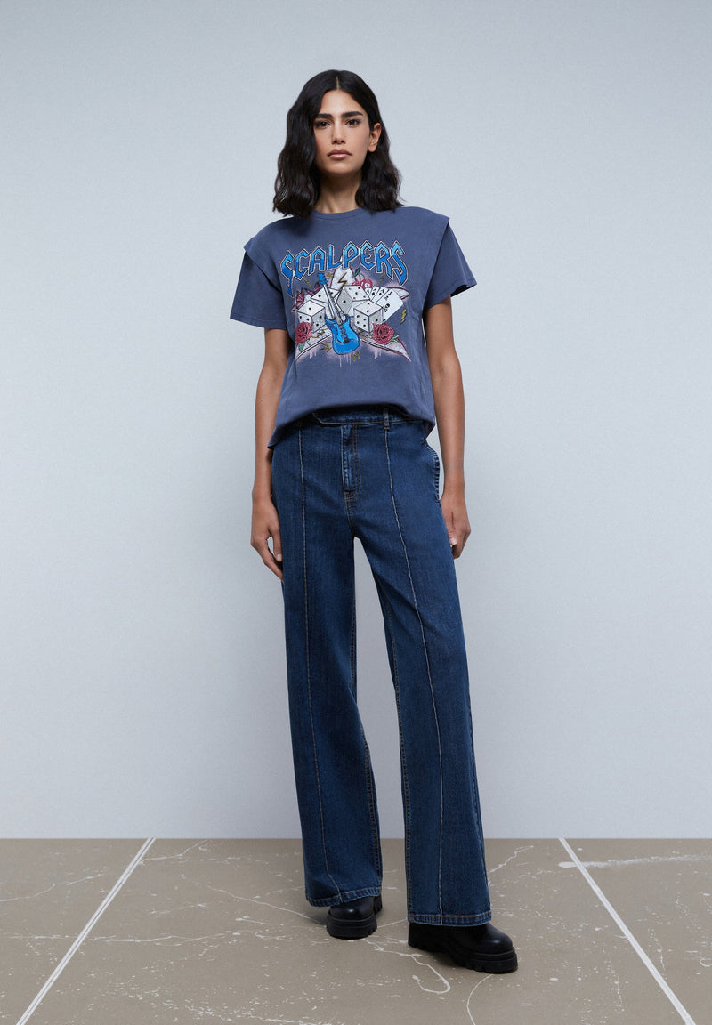 PRINT PLEAT T-SHIRT