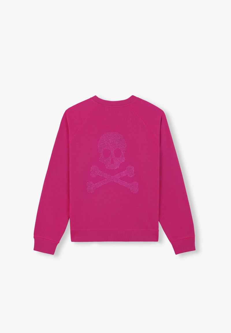 SWEATSHIRT WITH GLITTER SKULL ON THE BACK