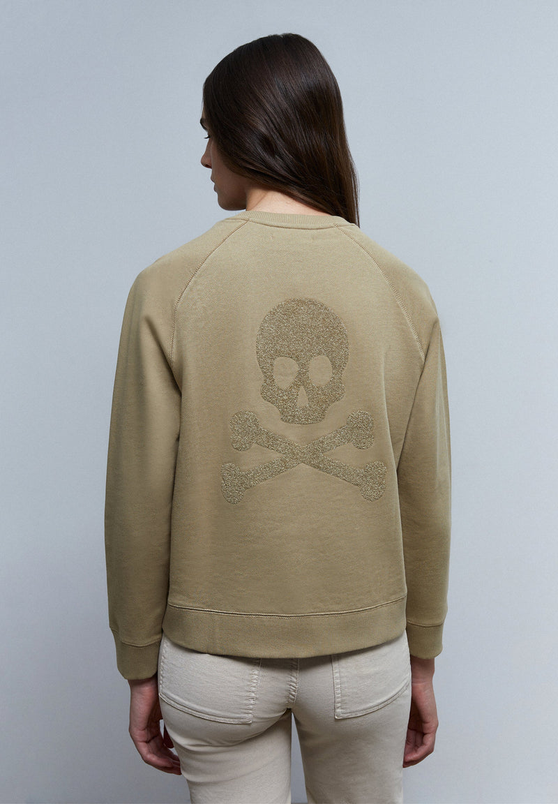 SWEATSHIRT WITH GLITTER SKULL ON THE BACK