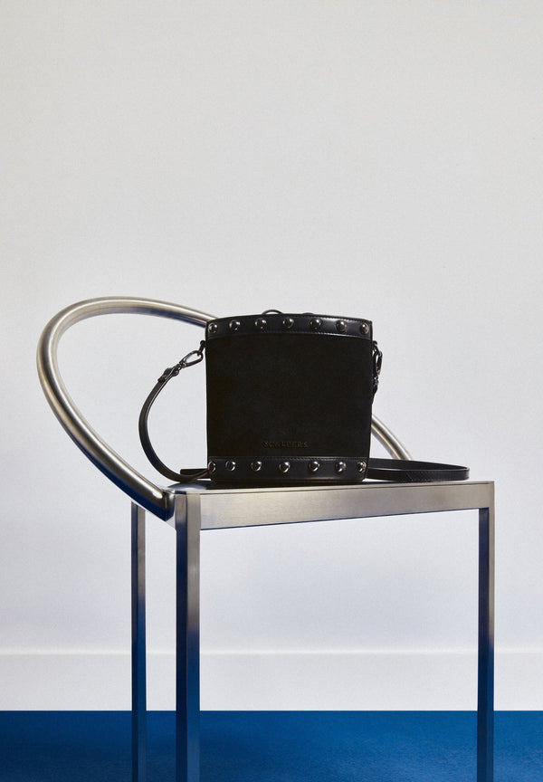 SUEDE BUCKET BAG WITH STUDS