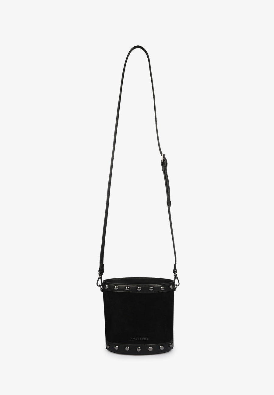 SUEDE BUCKET BAG WITH STUDS
