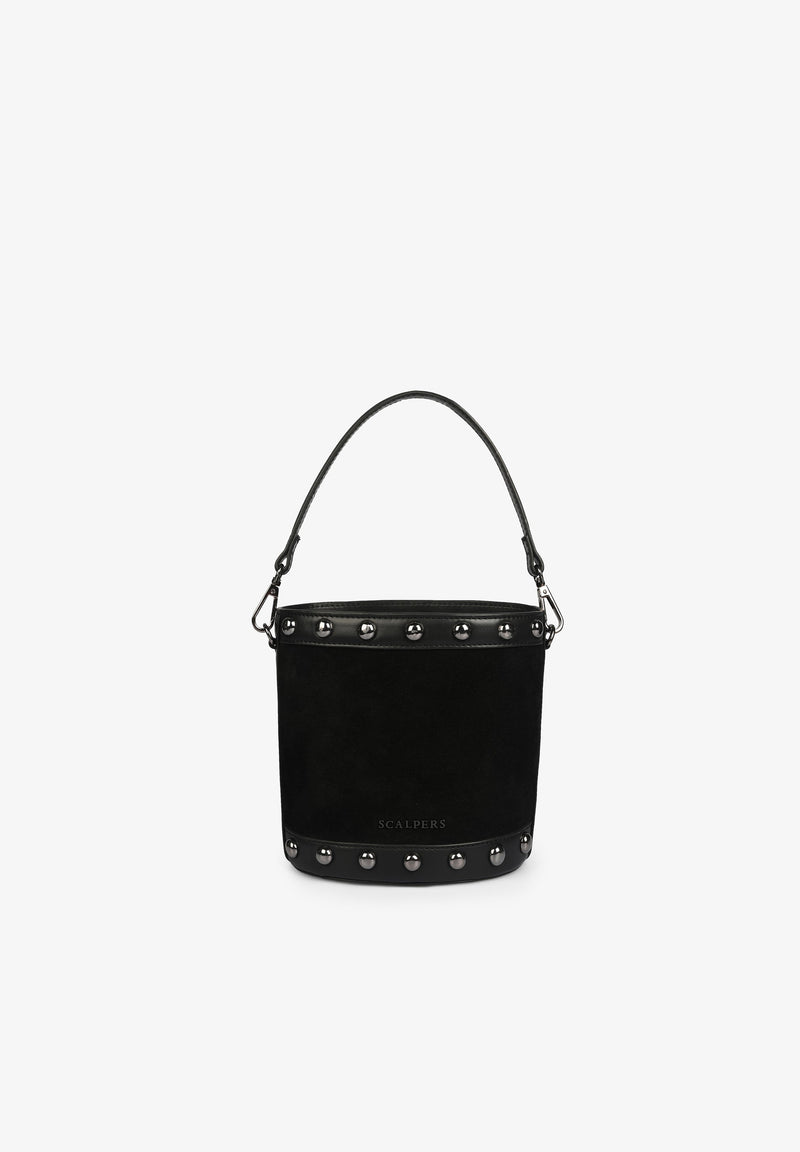 SUEDE BUCKET BAG WITH STUDS