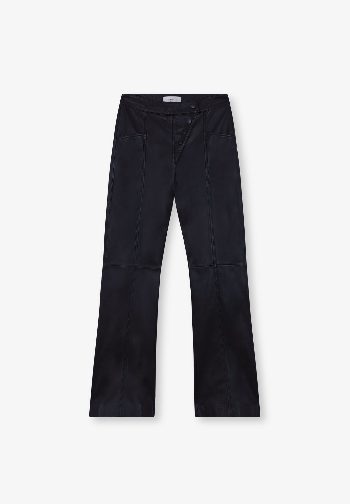 ANCKLE FLARE LEATHER TROUSERS
