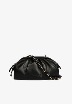 RUCHED LEATHER CLUTCH BAG