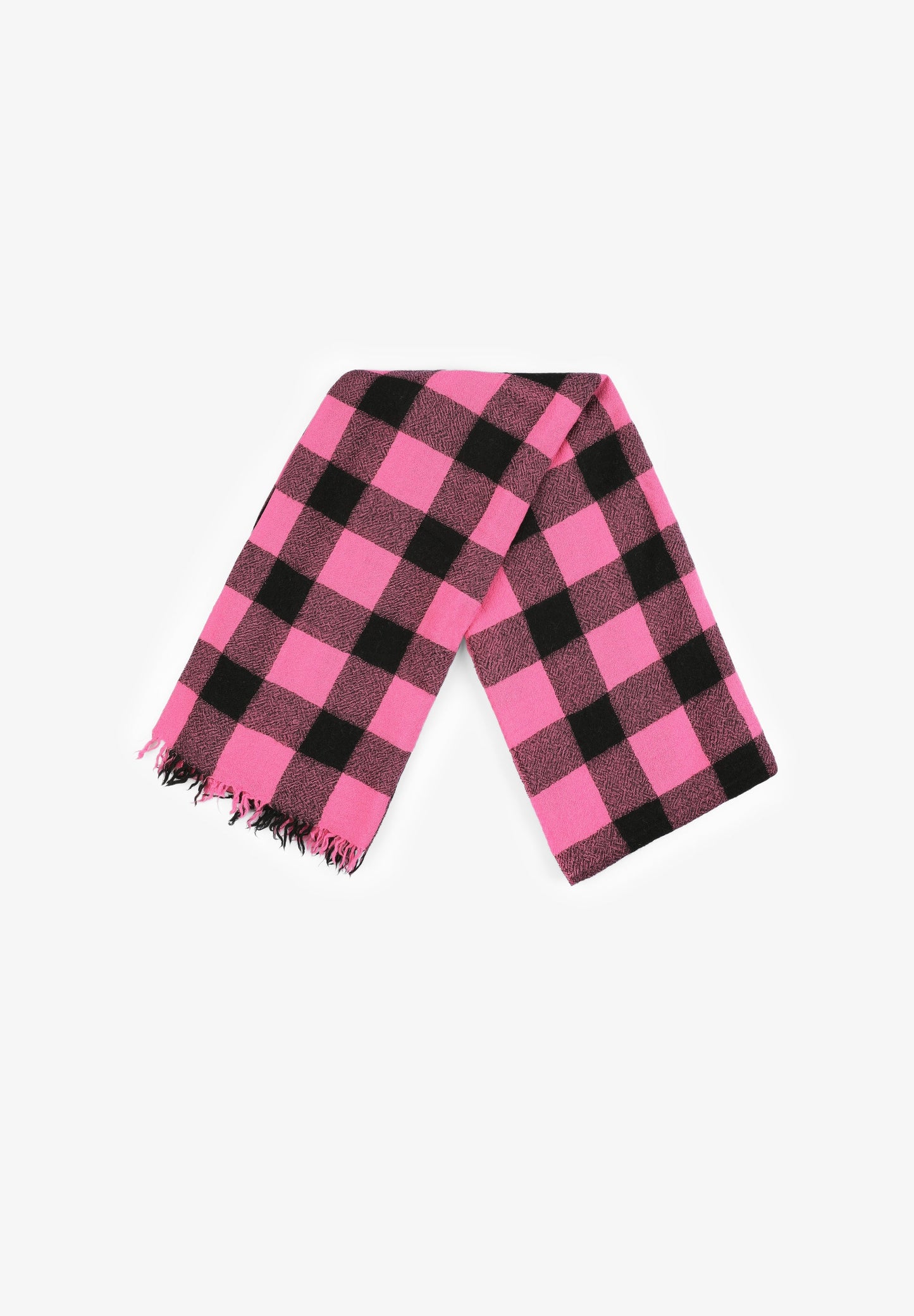 CHECK SCARF WITH FRAYED TRIM